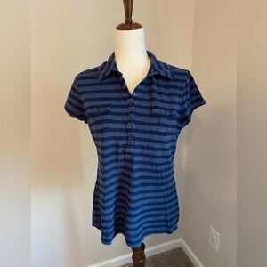 Banana Republic Blue Striped Polo Shirt Size Large